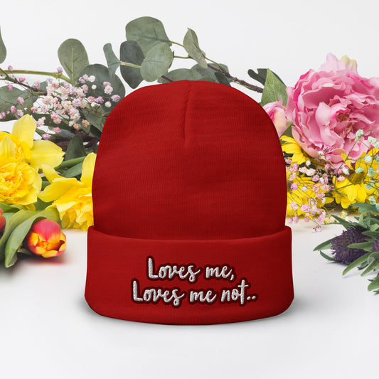 Loves me, loves me not by Irma Embroidered Beanie