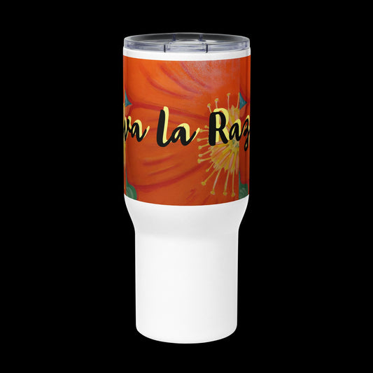 Viva La Raza with poppy by Irma Travel mug with a handle