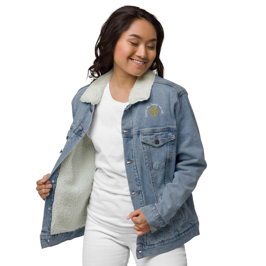 Loves me loves me not by Irma Unisex denim sherpa jacket